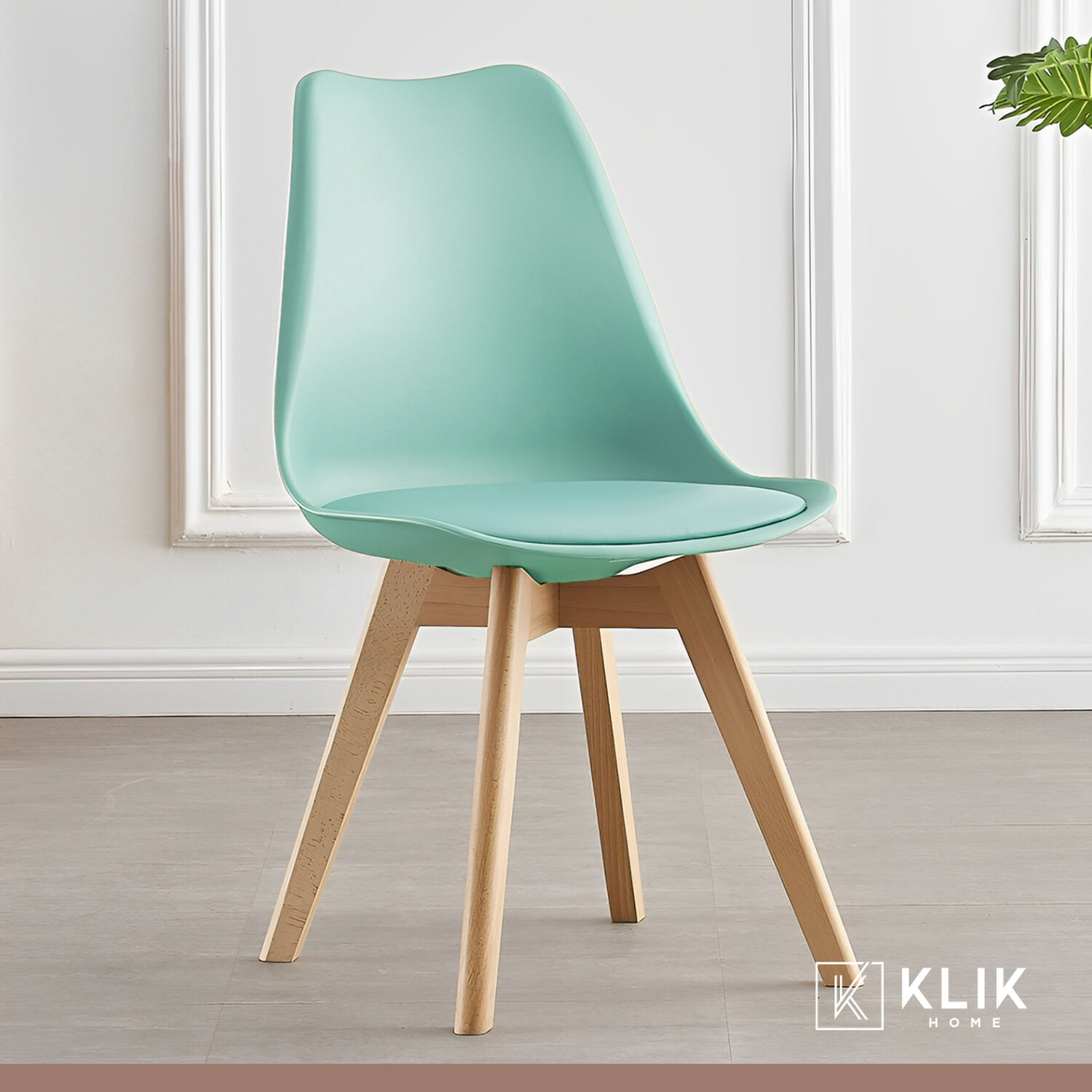 Comedor Mesa Eames Vidrio 100 Cm + 4 Sillas Tulip Menta image number 1.0