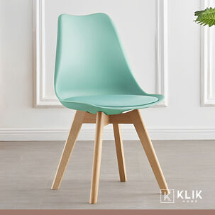 Comedor Mesa Eames Vidrio 100 Cm + 4 Sillas Tulip Menta