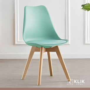 Comedor Mesa Eames Vidrio 100 Cm + 4 Sillas Tulip Menta
