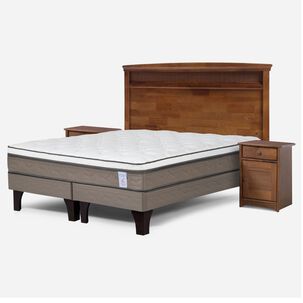 Cama Europea Rosen New Style 6 / 2 Plazas / Base Dividida + Set Maderas Veneto
