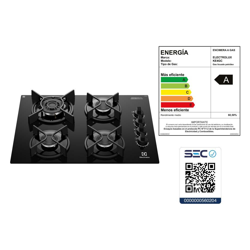 Encimera A Gas Electrolux KE4GC / 4 Quemadores image number 9.0