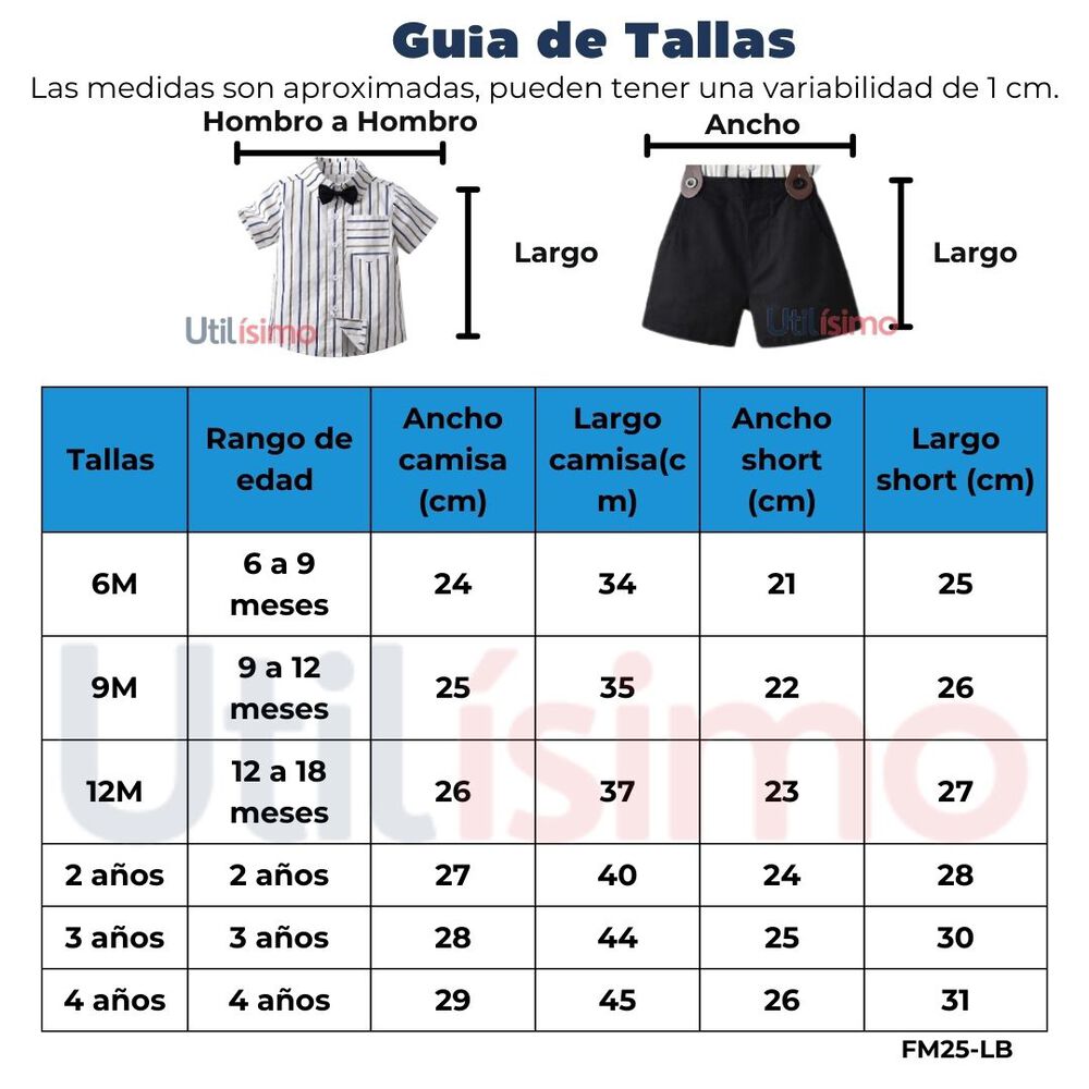 Conjunto De Vestir Con Corbatín Y Pantalón Corto 6 Meses A 4 Años Azul Cielo image number 2.0