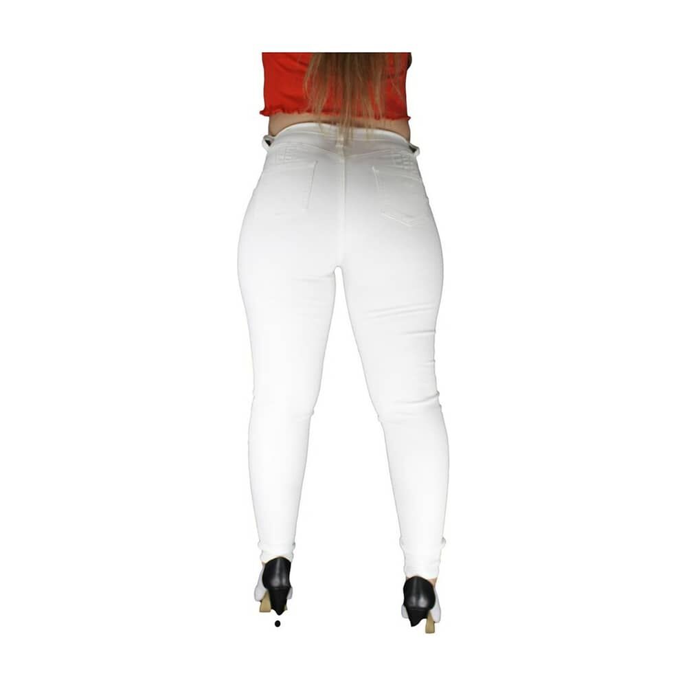 Pantal&oacute;n Ecocuero Mosaico Mujer Blanco Skinny 36-46 image number 3.0