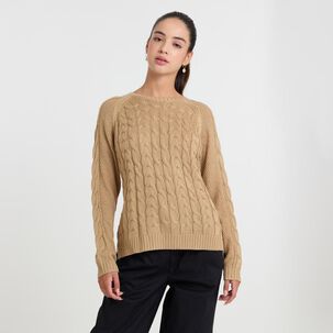 Sweater Trenzado Manga Larga Cuello Redondo Mujer Freedom
