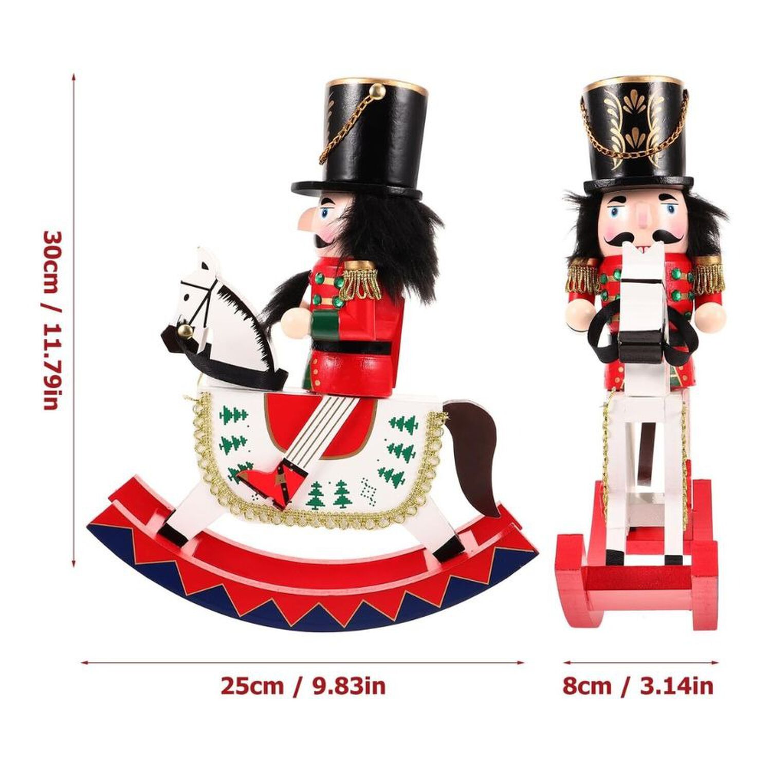 Cascanueces Caballito De Madera Artesanal Decorativo Navidad 30cm image number 4.0