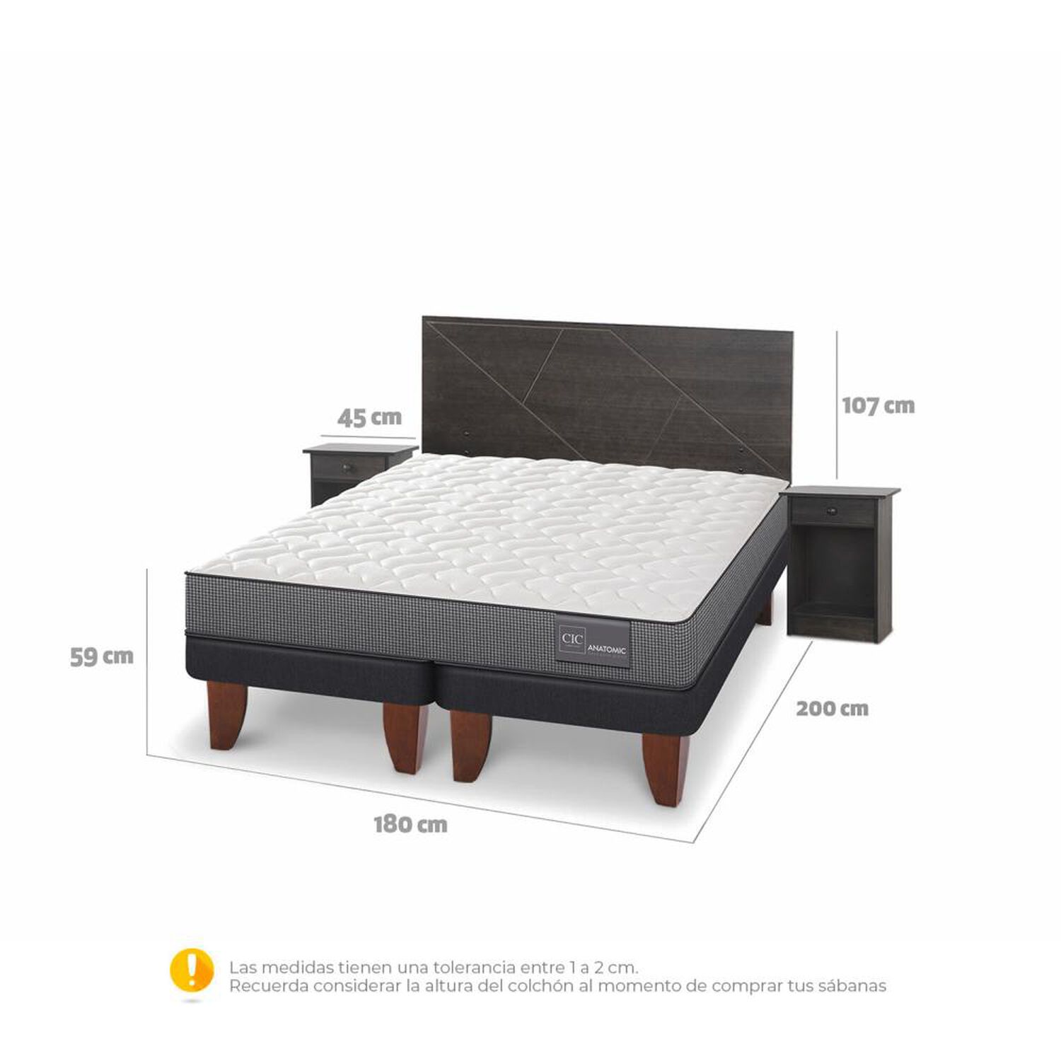 Cama Europea Cic Anatomic / King / Base Dividida + Set De Maderas image number 4.0