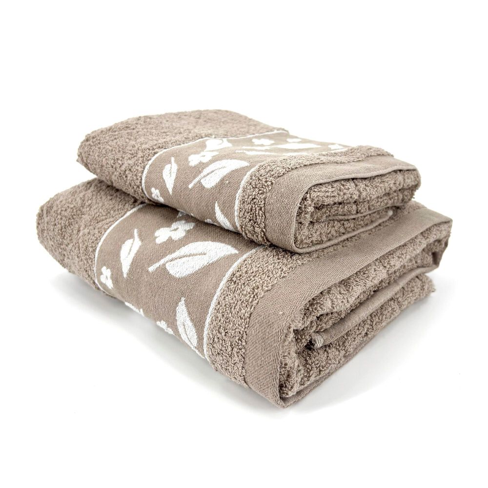 Juego Toalla Andes 2 Piezas Hojas Beige image number 2.0