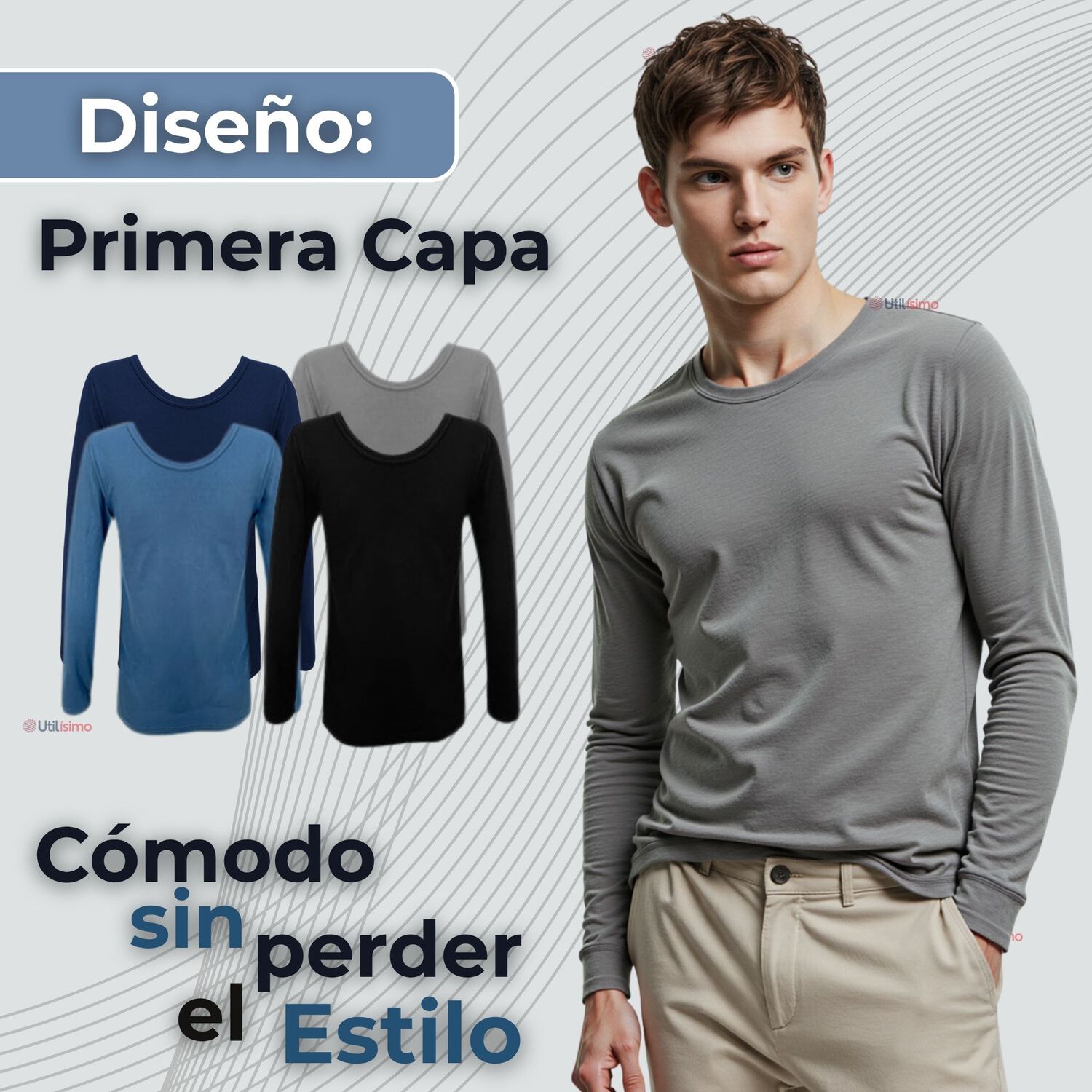 Pack 3 Camiseta Hombre Bamb&uacute; Manga Larga Primera Capa Polera image number 4.0