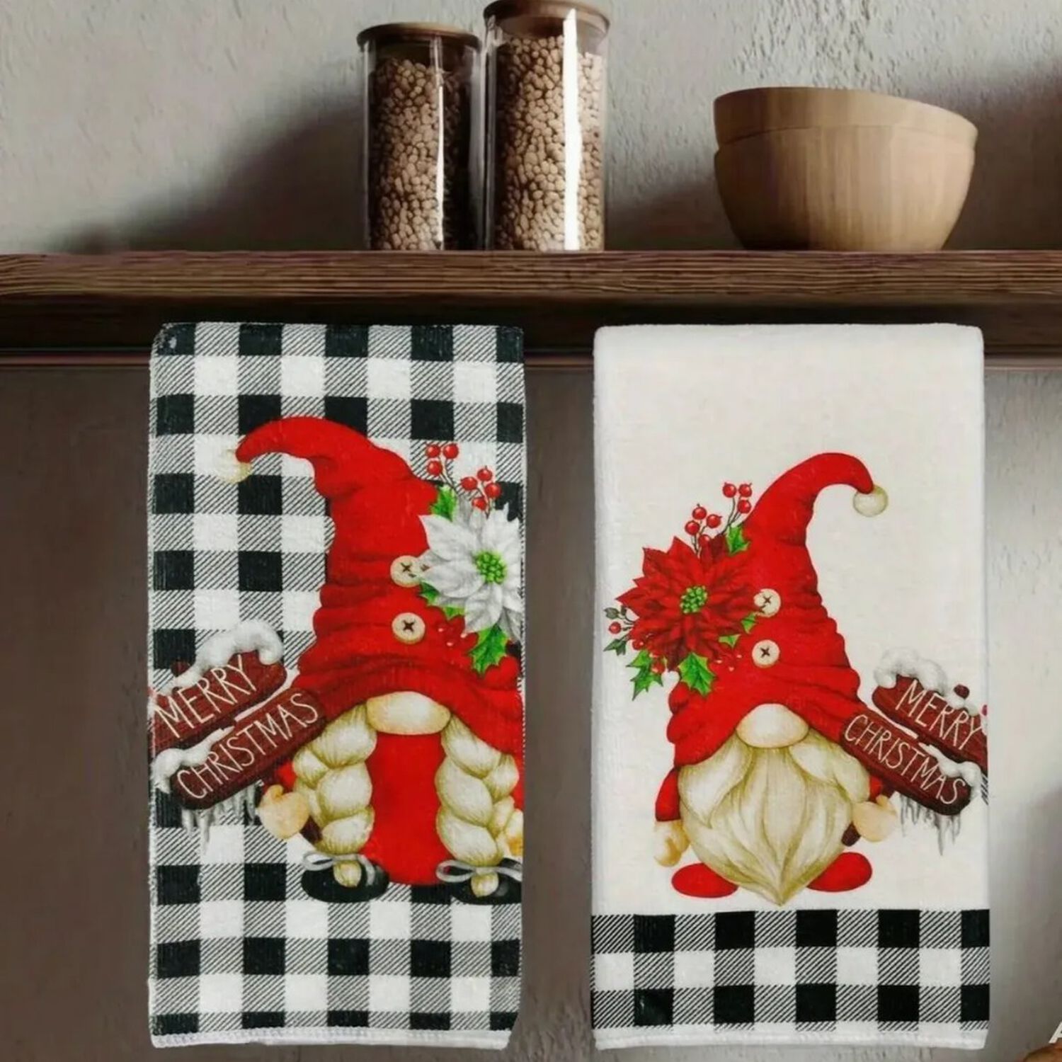Set 2 Pa&ntilde;os De Cocina Navide&ntilde;os 45 70 Cm Duendes image number 2.0