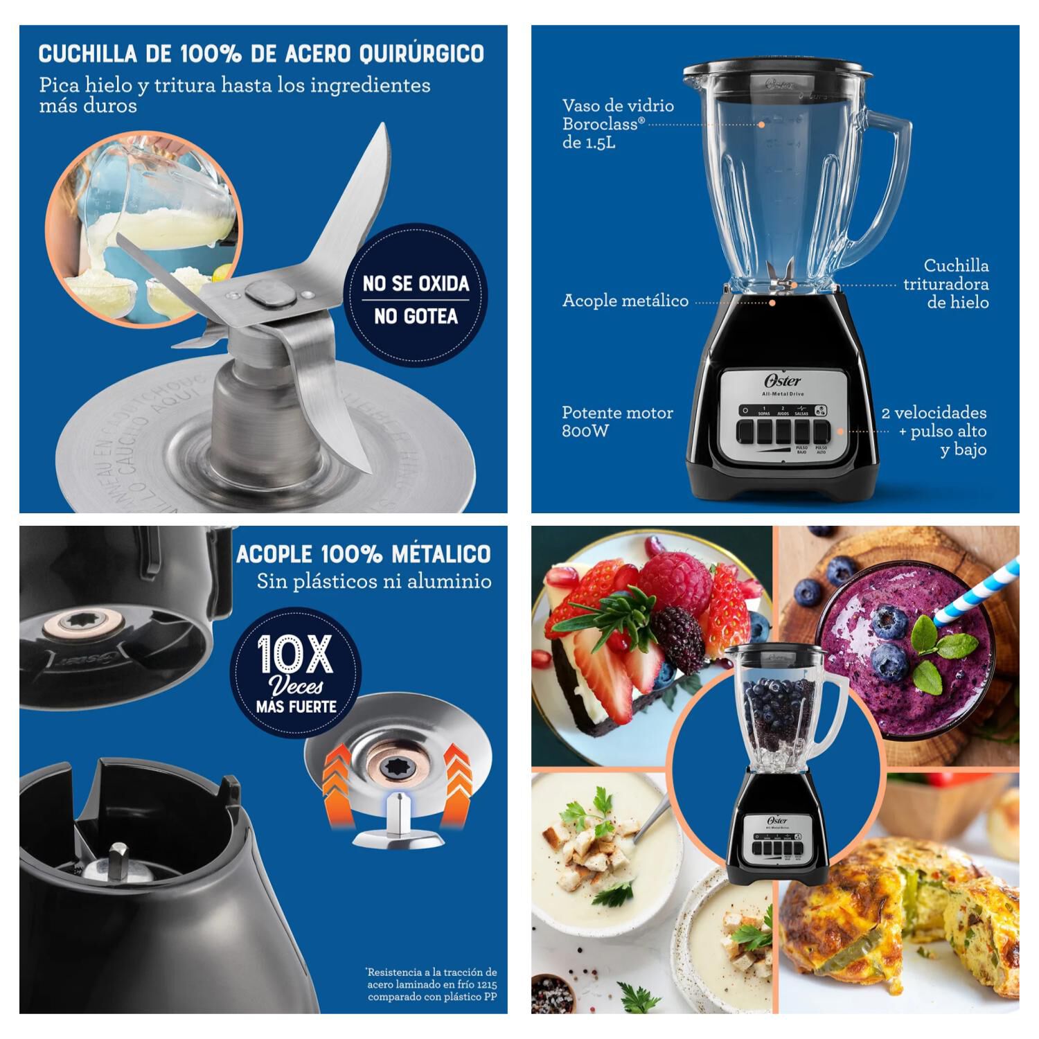 Licuadora Vaso Vidrio 1500ml 550w Blstkagbpb/kpb Oster image number 3.0