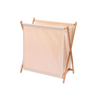 Cesto Plegable Para Ropa De Bamb&uacute; Beige