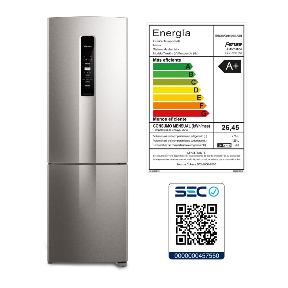 Refrigerador Bottom Freezer Fensa IB45S / No Frost / 400 Litros / A+ image number 8.0