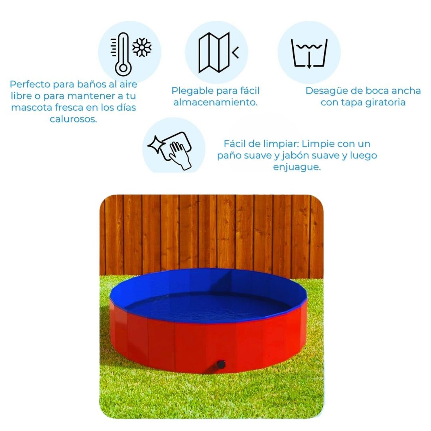 Piscina Ba&ntilde;era Port&aacute;til Plegable Perros Y Mascotas 80x20cm image number 3.0