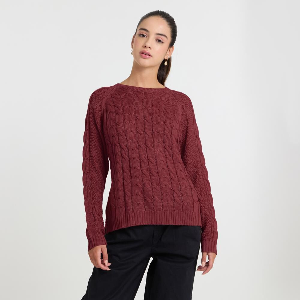 Sweater Trenzado Manga Larga Cuello Redondo Mujer Freedom image number 0.0