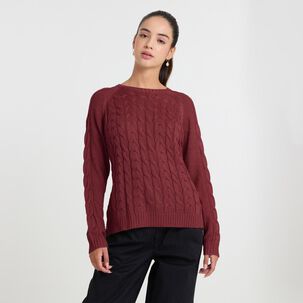 Sweater Trenzado Manga Larga Cuello Redondo Mujer Freedom