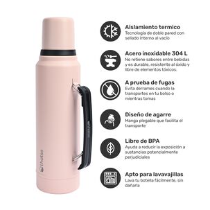 Termo Liquido Classic 1,3 Lts + Mate Bombilla Lhotse Pink