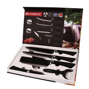 Set De Cuchillos Profesionales Con Tijeras Y Pelador Negro