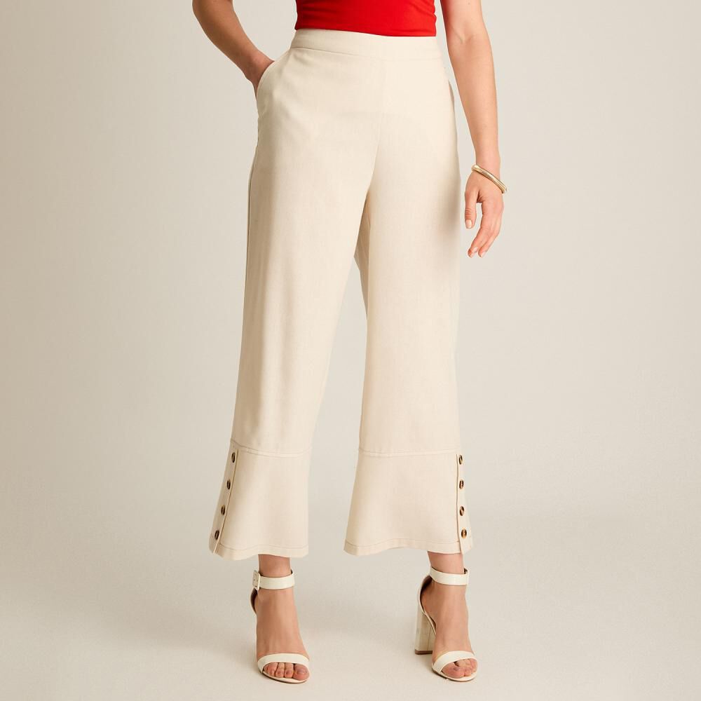 Pantalón Botones Decorativos Tiro Alto Culotte Mujer Lorenzo Di Pontti image number 0.0