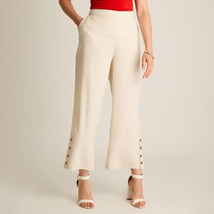 Pantalón Botones Decorativos Tiro Alto Culotte Mujer Lorenzo Di Pontti