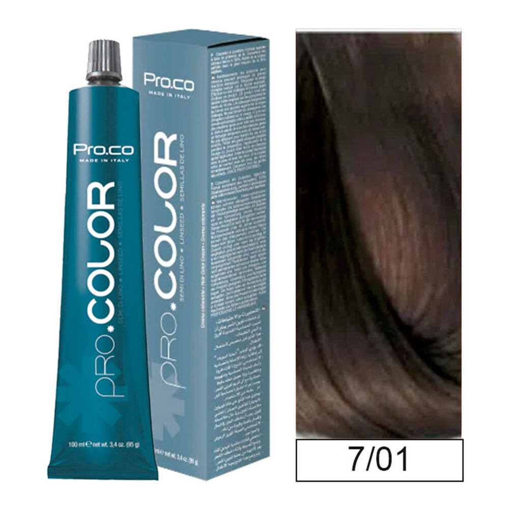 Pro.color - Tintura Permanente 7/01 Rubio Natural Ceniza 100ml + Oxidante image number 0.0