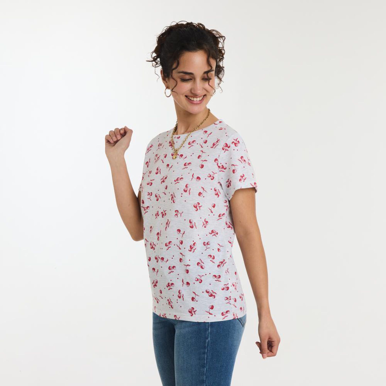 Polera Microprint Manga Corta Cuello Redondo Mujer Freedom image number 2.0