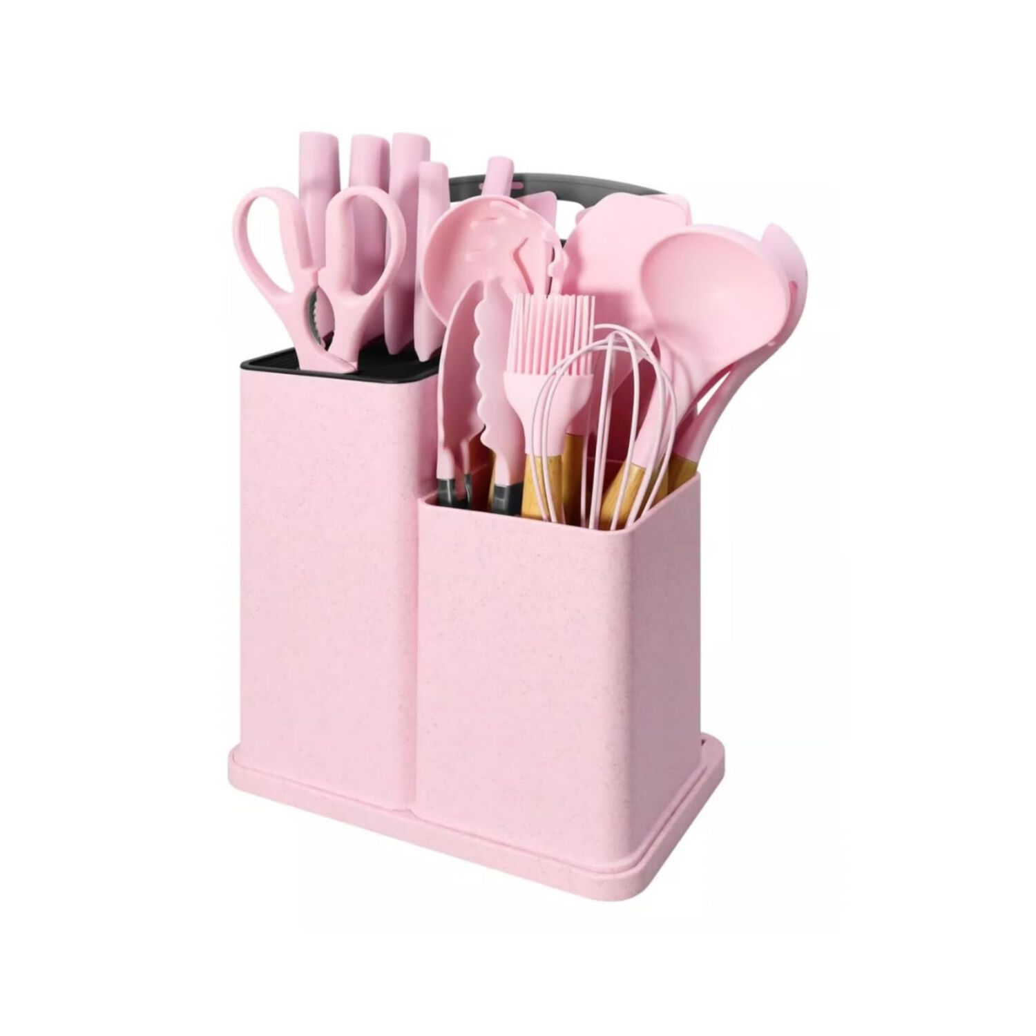 Set 19 Utensilios Cocina Silicona Acero Inoxidable Rosa image number 1.0