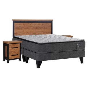 Cama Europea Celta Astral / 2 Plazas / Base Dividida + Set De Maderas + Almohadas + Juego De S&aacute;banas