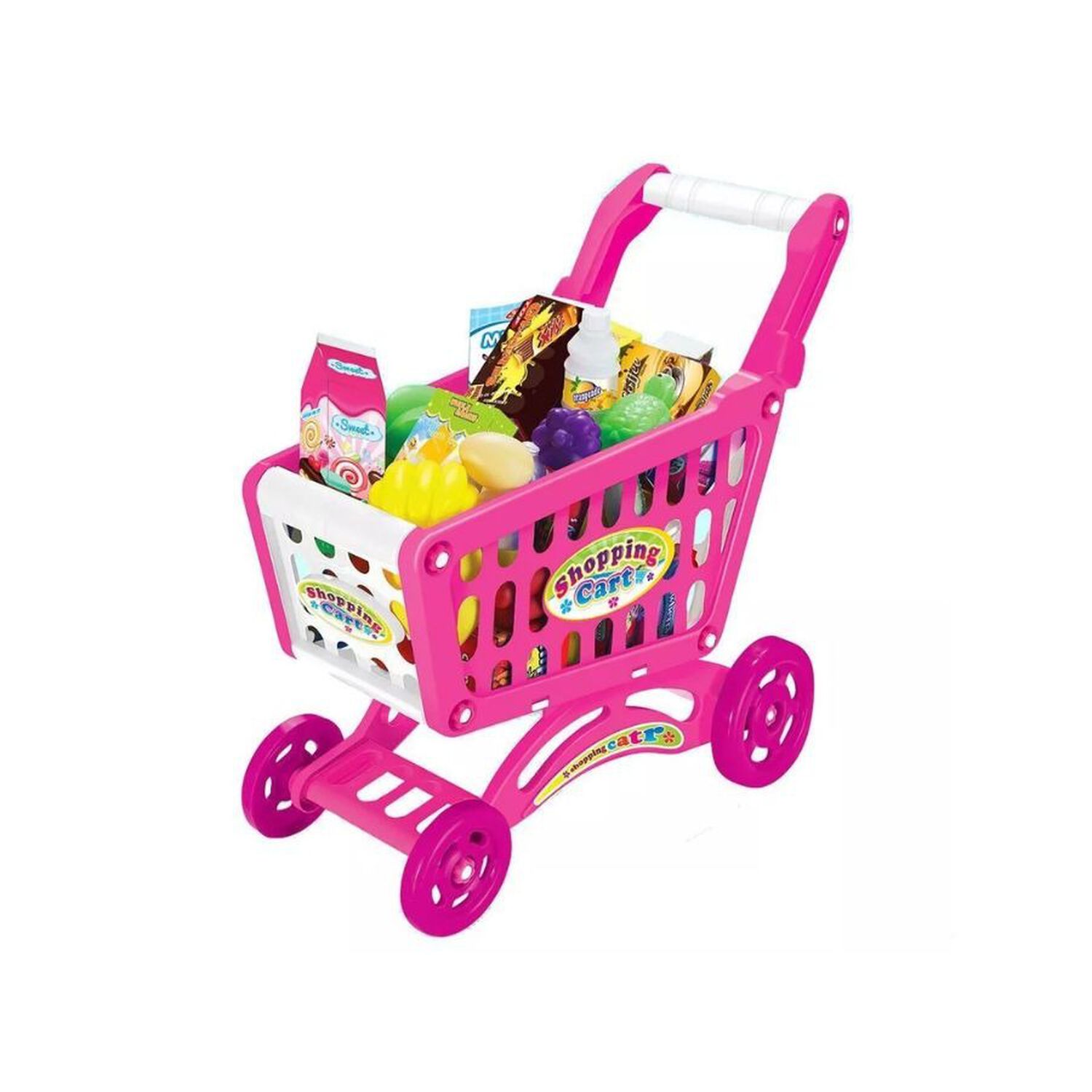 Carrito Supermercado Juguete Para Ni&ntilde;os Rosado 56 Piezas image number 0.0