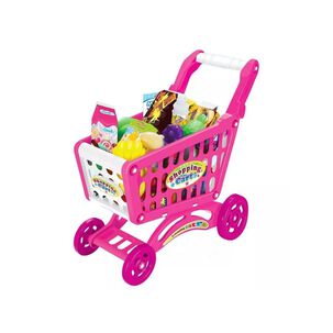 Carrito Supermercado Juguete Para Ni&ntilde;os Rosado 56 Piezas