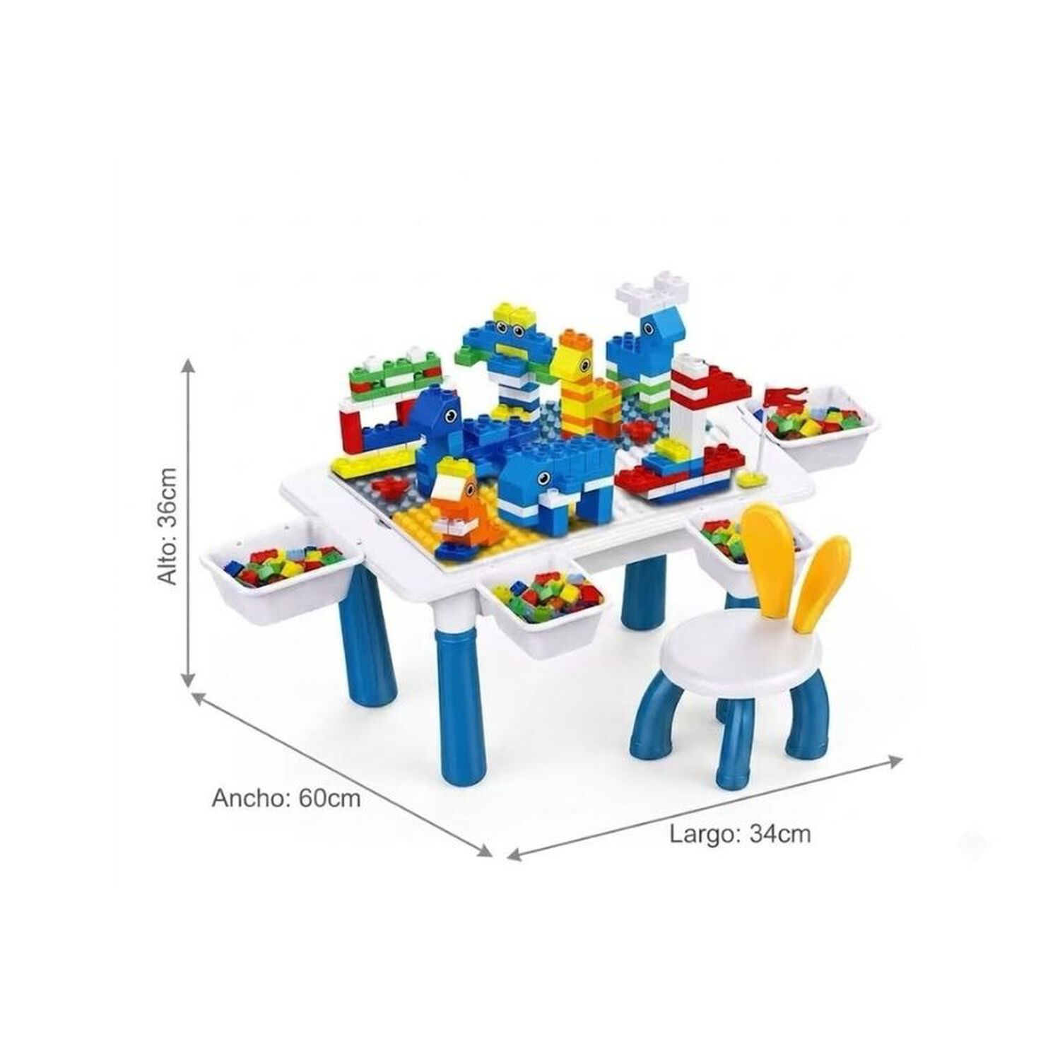 Set De Juego Did&aacute;ctico Con Mesa Bloques Tipo Lego Para Ni&ntilde;os Con Silla image number 3.0