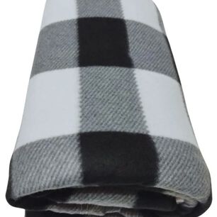 Frazada De Polar 2plazas 200x230cm Manta Estampada. Blanco Y Negro