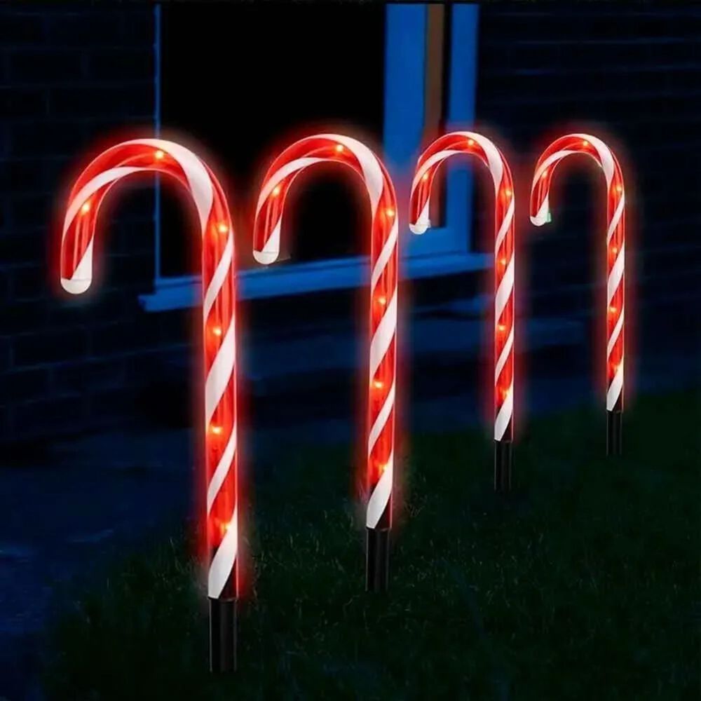 Set 5 Luces Navidad Bastones Led Estaca Solar Decorativas image number 3.0