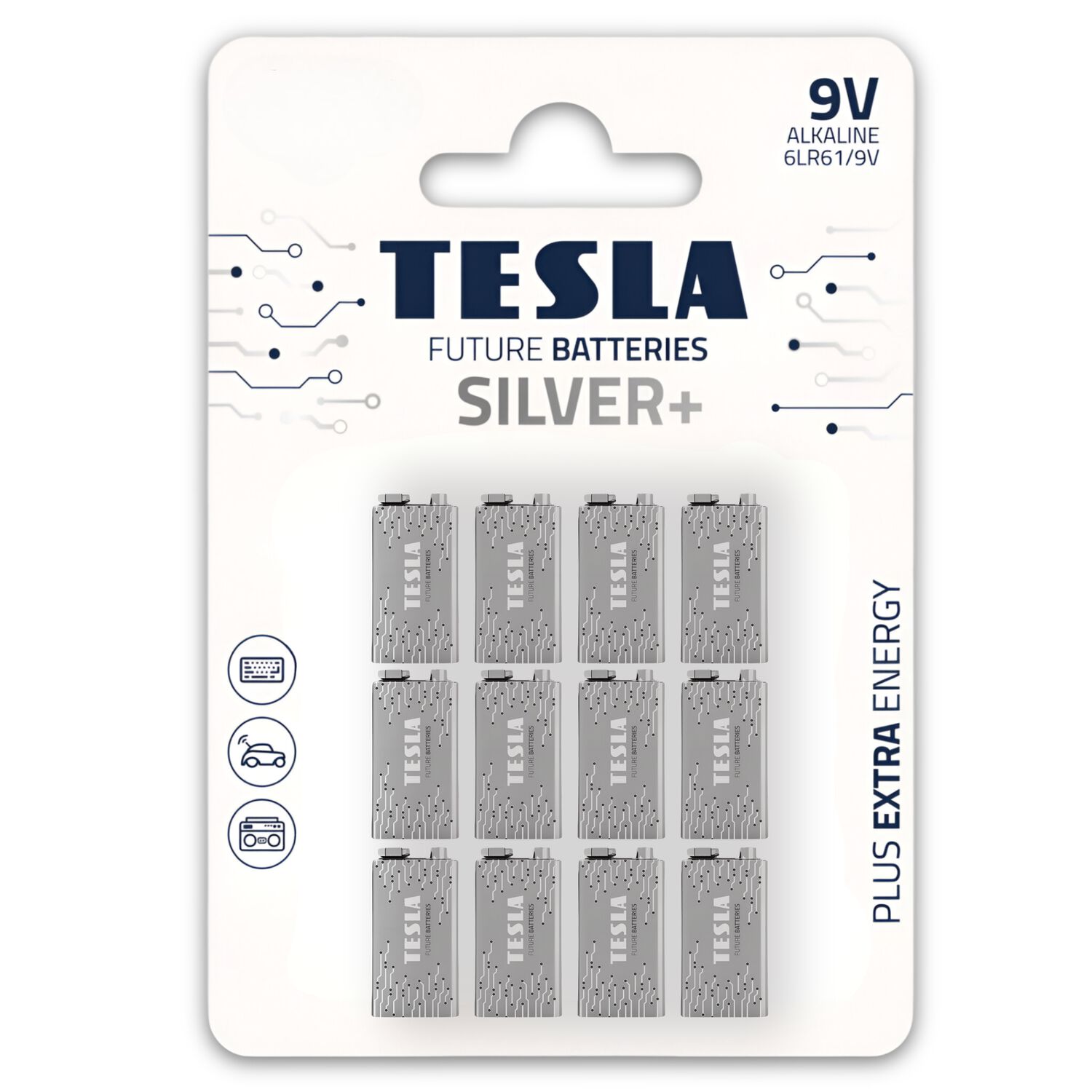Pack 12 Bater&iacute;as 9v Tesla Silver+ Alcalina High Power image number 0.0