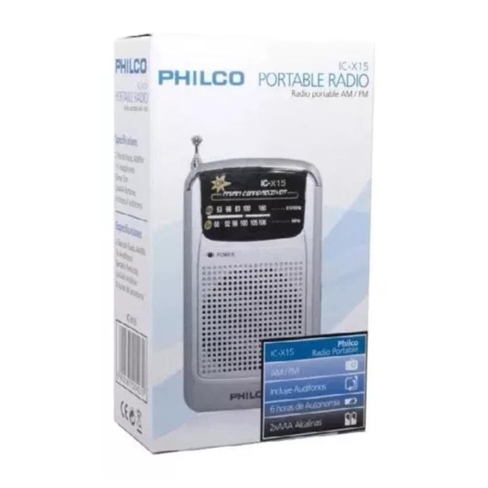 Radio De Bolsillo Retro Am Fm Gris Ic-x15 image number 3.0