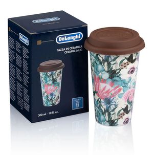 Mug Taza Ceramica Doble Pared Delonghi Flores 300 Ml