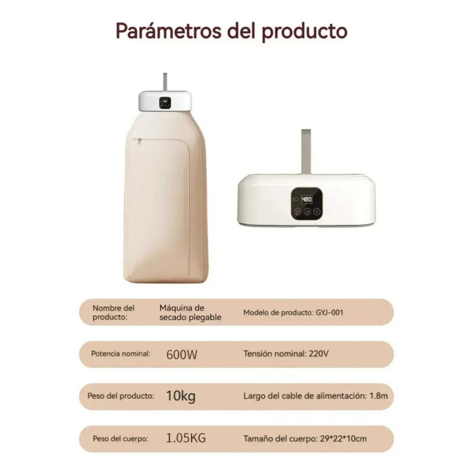 Secadora Port&aacute;til De Ropa Plegable Temporizador 600w image number 4.0