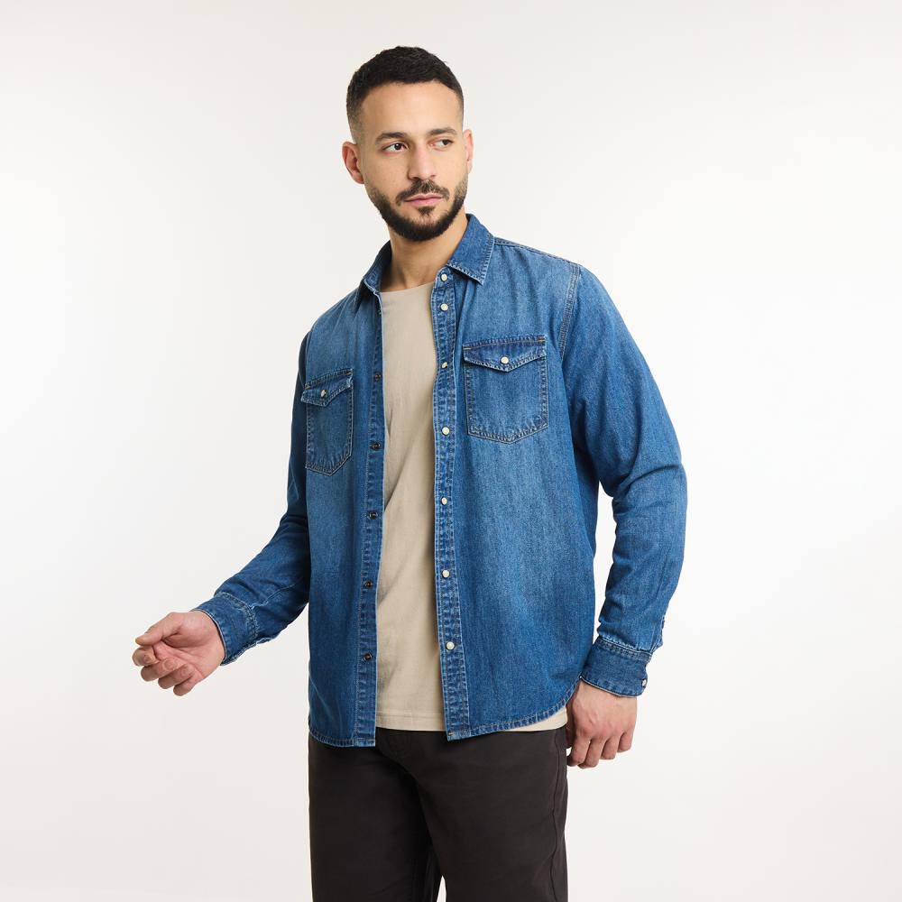 Camisa Denim Manga Larga Hombre Az Black image number 2.0