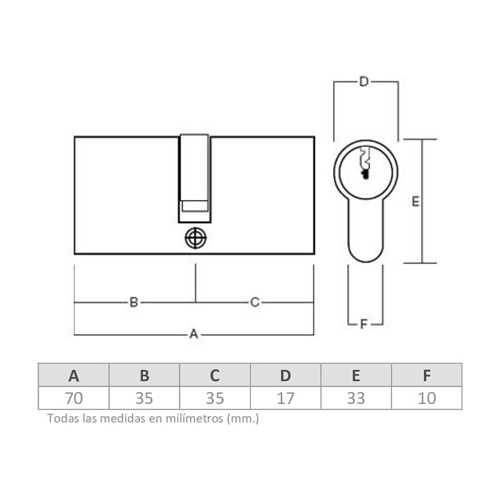 Cilindro Odis Llave-seguro 70mm Largo (35-35) image number 4.0