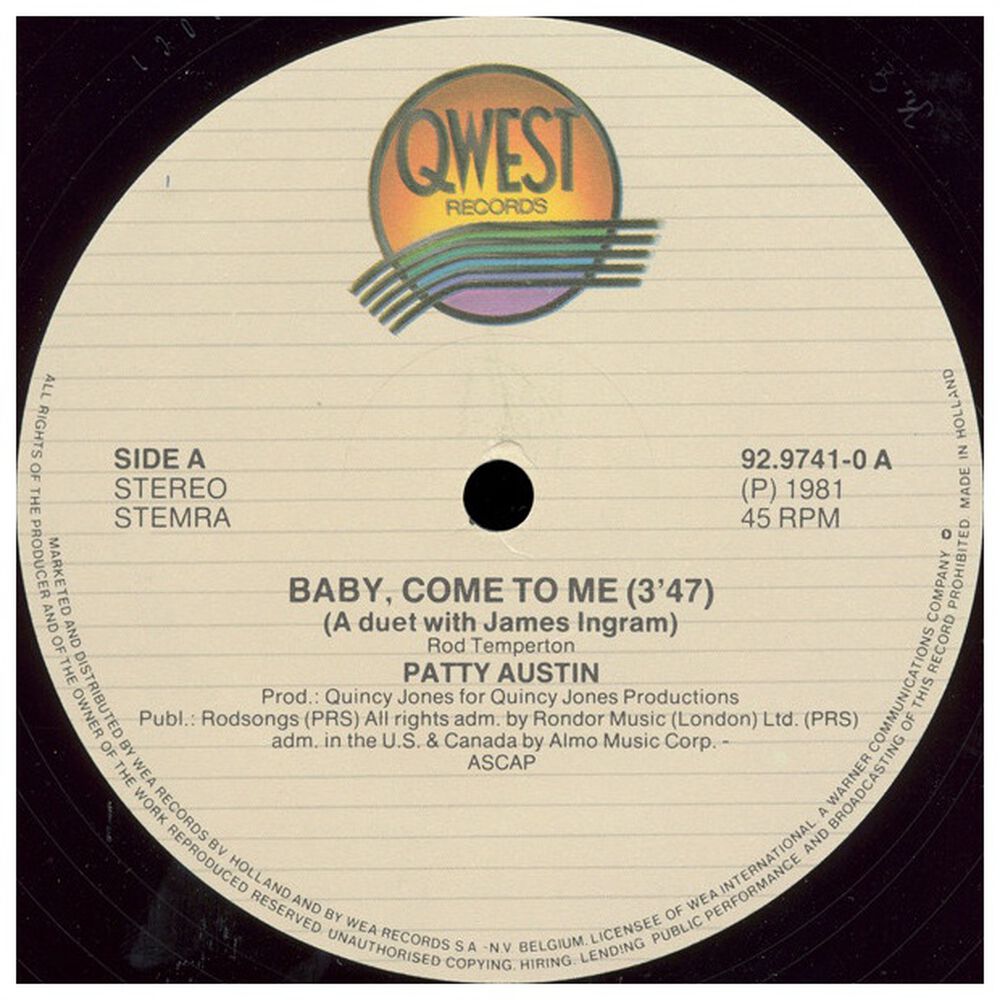Patti Austin Ft. James Ingram - Baby, Come To Me | 12" Maxi Single Usado image number 2.0