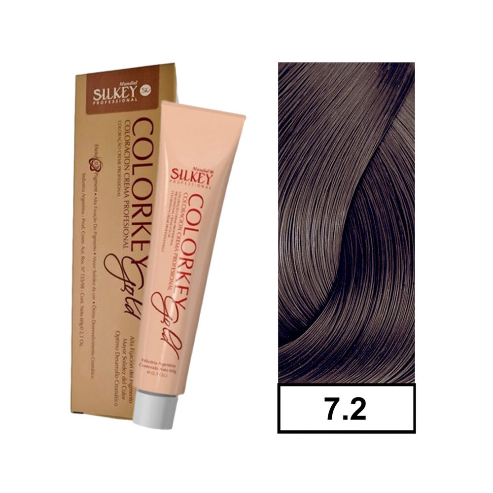 Colorkey Gold - Tintura Permanente Efecto 3d Pigment 60gr + Oxidante - 7.2 Rubio Mediano Nacarado image number 0.0