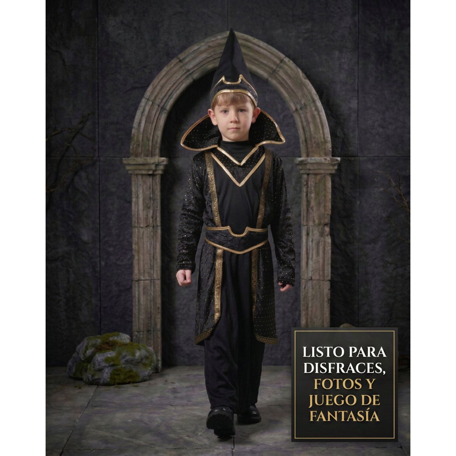 Disfraz Infantil Mago Oscuro Hechiero Medieval image number 1.0