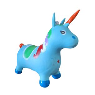 Unicornio Saltar&iacute;n Inflable Con Sonido Celeste