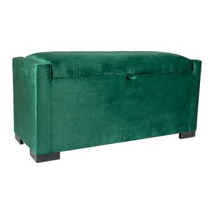 Banqueta Leyzy Con Ba&uacute;l Verde Botella Felpa 40x55x105 Cm M&aacute;xima Design