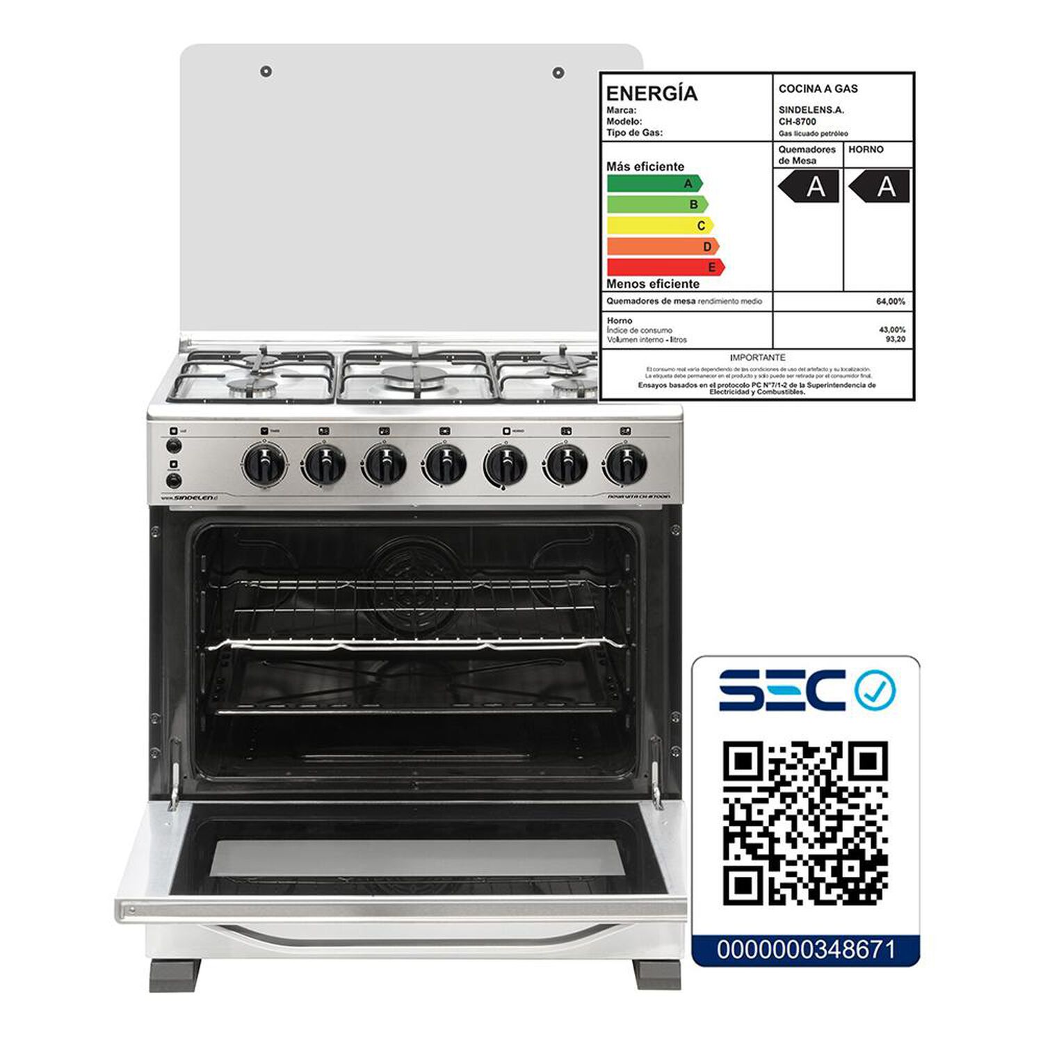 Cocina A Gas Sindelen CH-8700IN 5P / 5 Quemadores image number 4.0