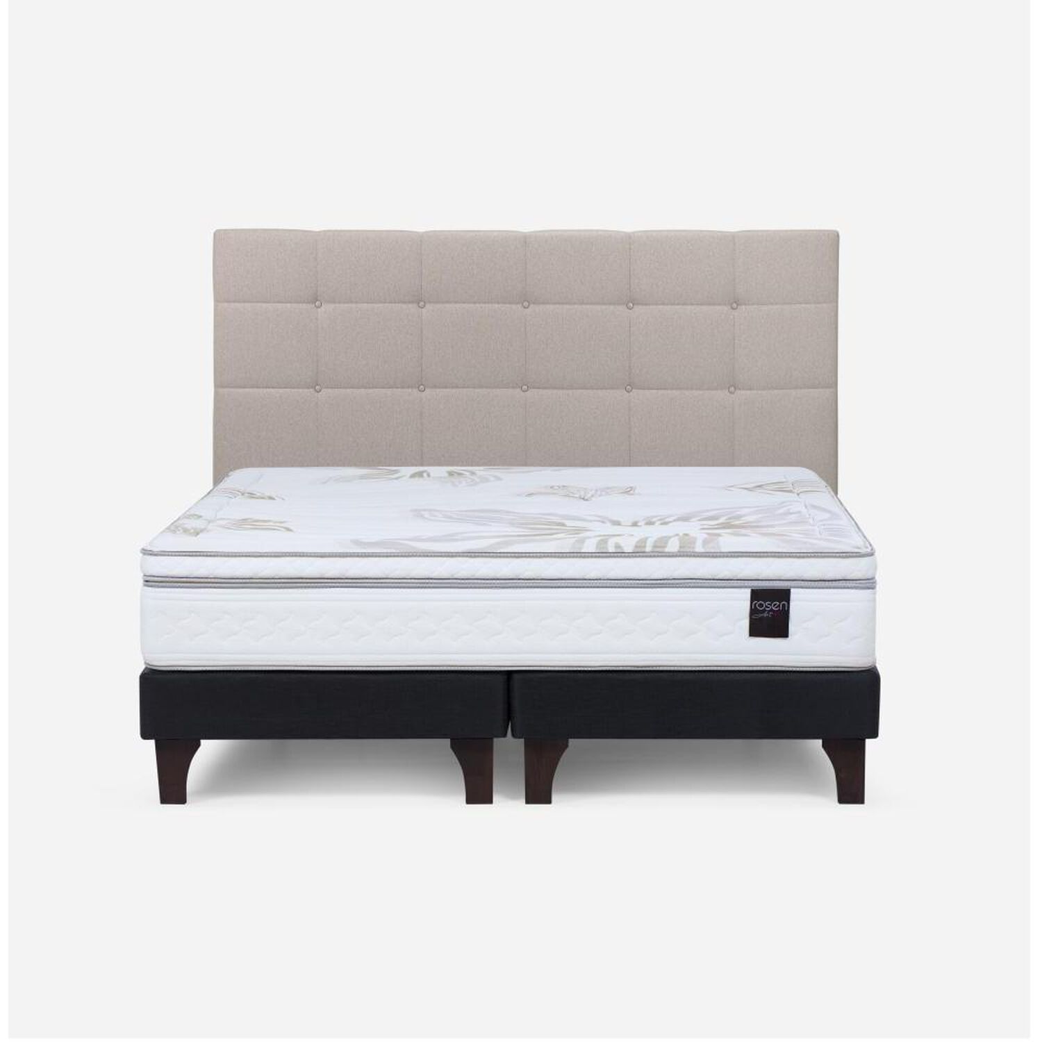 Cama Europea Rosen Art 4 / King / Base Dividida + Respaldo Issey Niebla image number 0.0