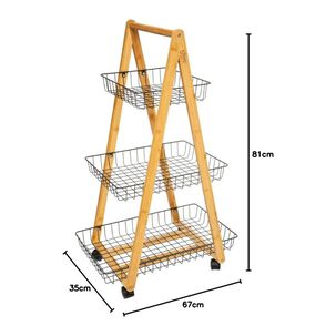Carrito De Almacenamiento Bamb&uacute; Organizador Blanco