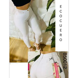 Pantal&oacute;n Ecocuero Mosaico Mujer Blanco Skinny 36-46