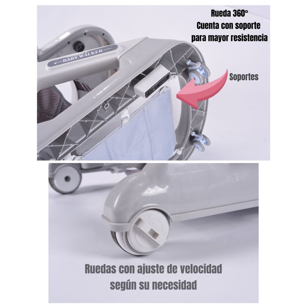 Andador Caminador 5 En 1 Con Apoya Pies Gris Lubabycas image number 2.0