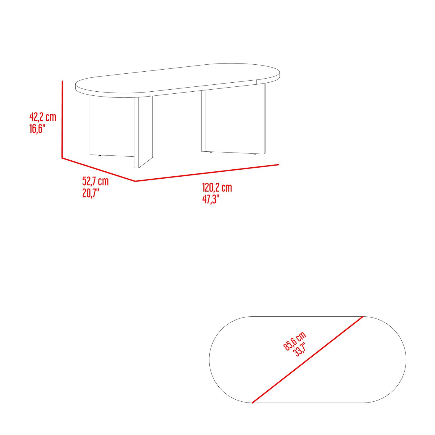 Mesa De Centro Moderna Fm 42,2x120,2x52,7 Cm Caf&eacute; Claro image number 5.0