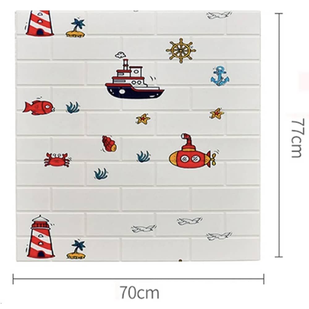 Pack 10 Lamina Papel Mural Autoadhesivo 3d Ladrillo Botes image number 1.0